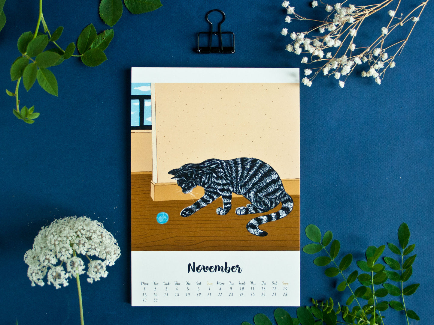 Katzen Kalender 2027 im A5 Format (englisches Kalendarium)
