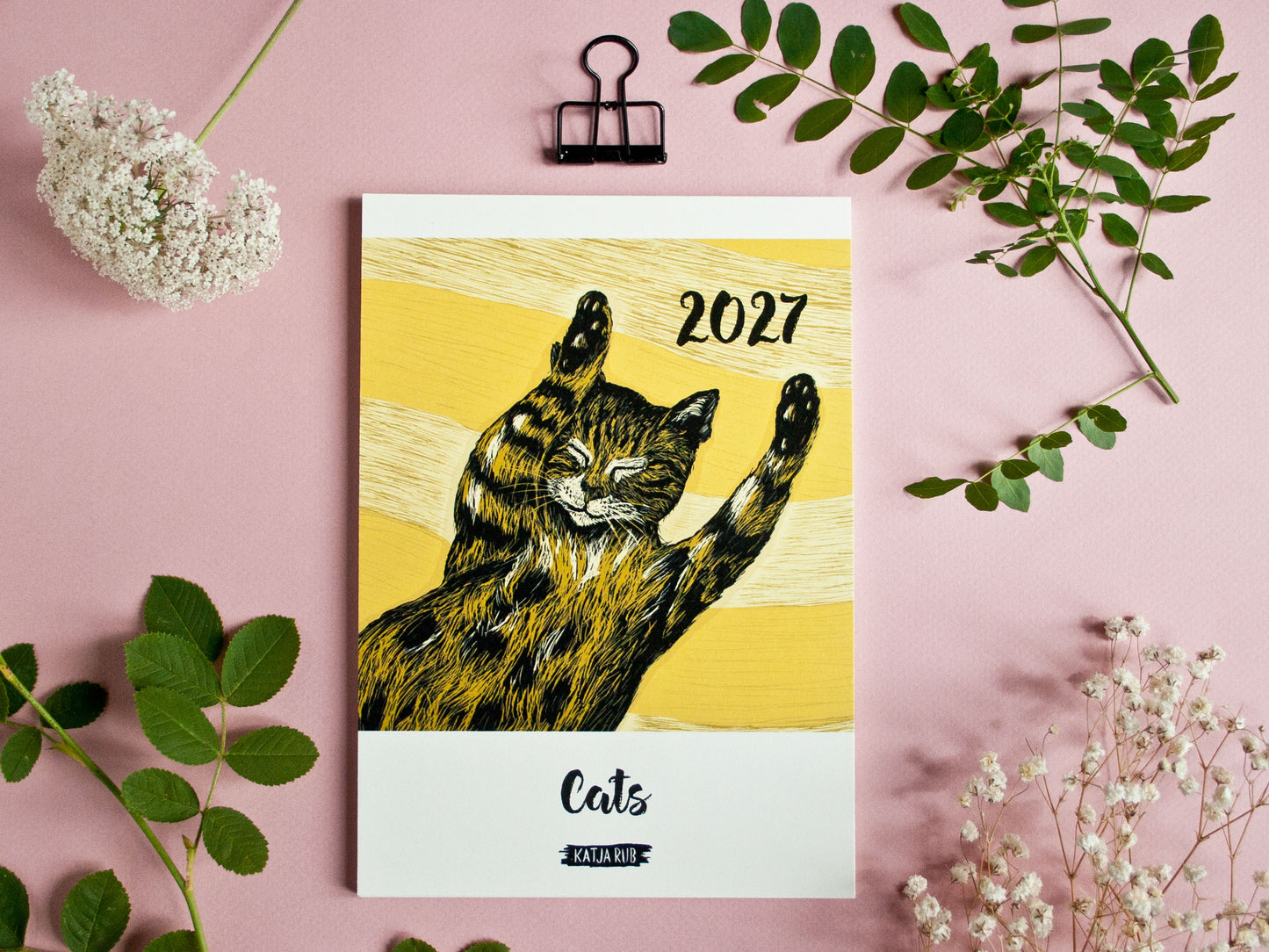 Katzen Kalender 2027 im A5 Format (englisches Kalendarium)