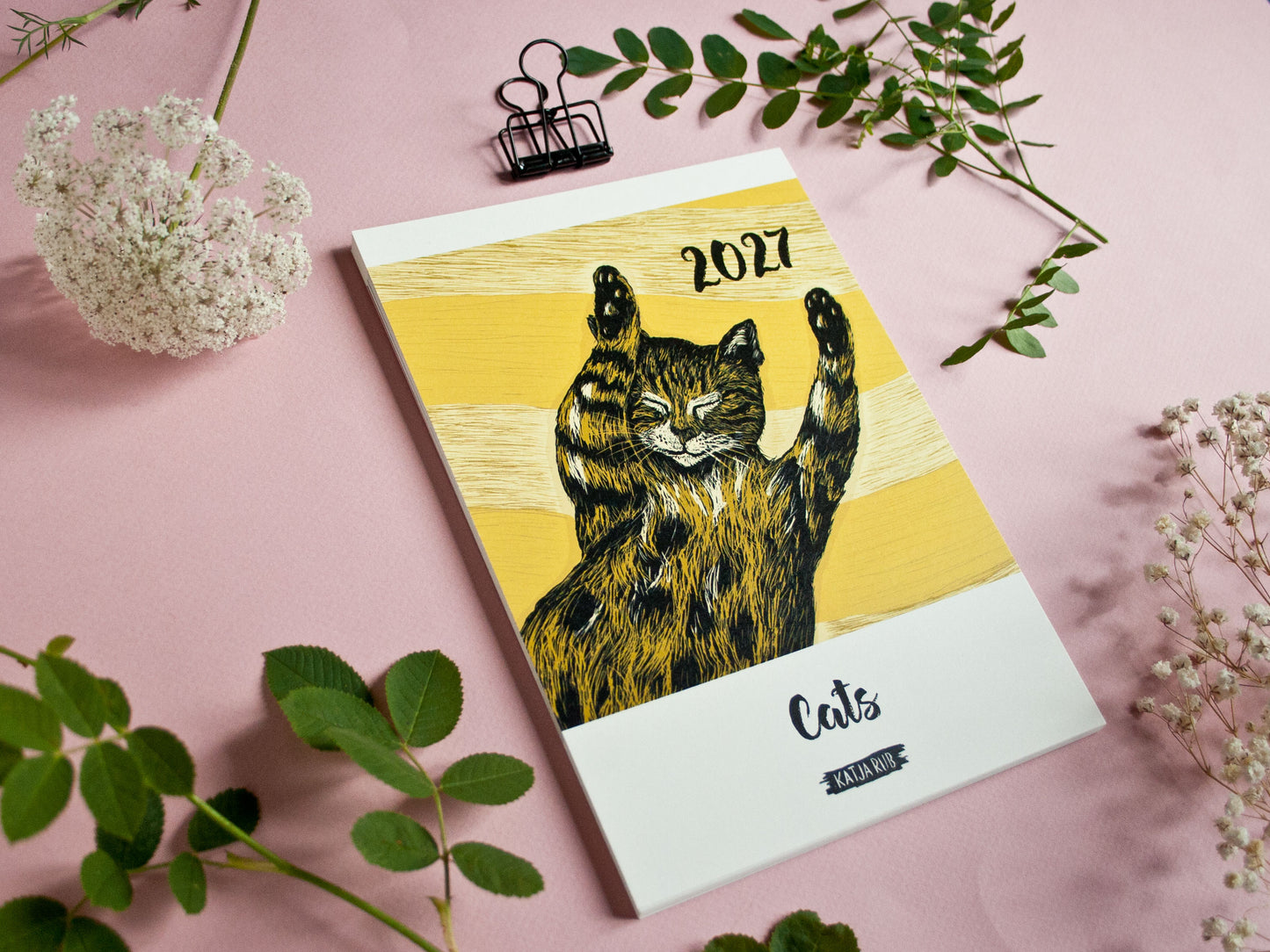 Katzen Kalender 2027 im A5 Format (englisches Kalendarium)