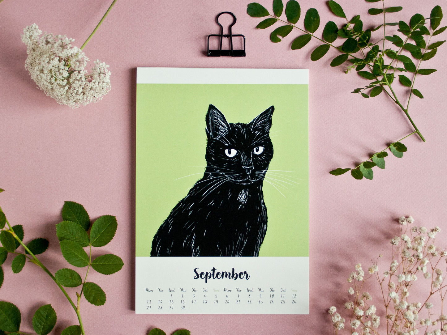 Katzen Kalender 2027 im A5 Format (englisches Kalendarium)