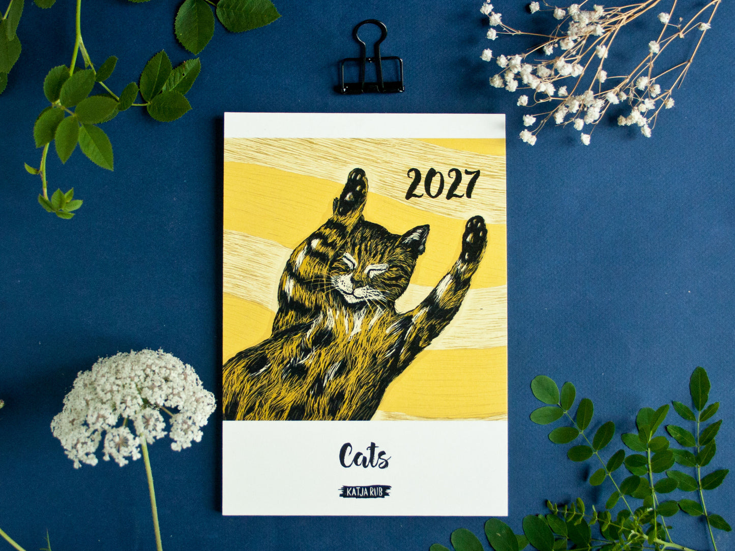 Katzen Kalender 2027 im A5 Format (englisches Kalendarium)