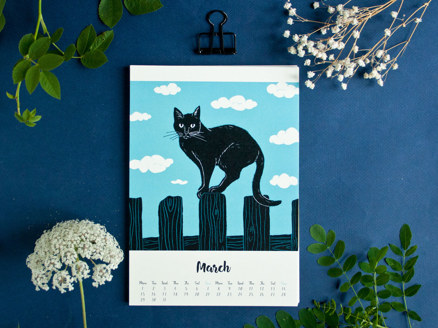Katzen Kalender 2027 im A5 Format (englisches Kalendarium)