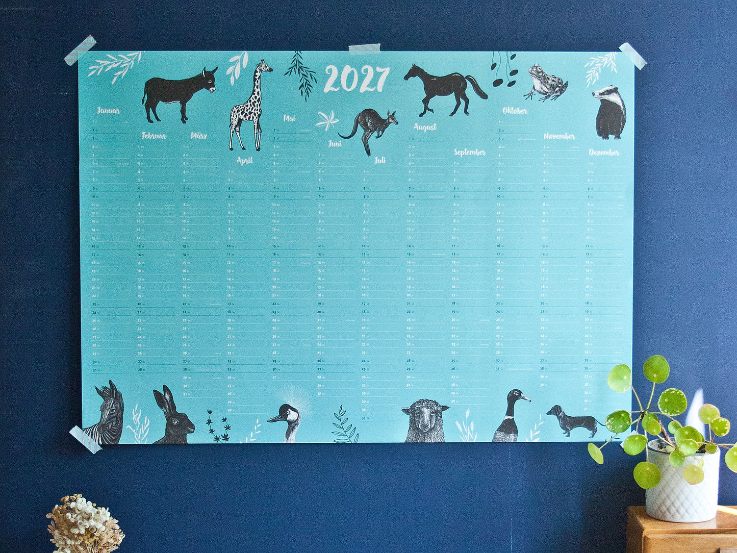 Wandkalelnder Tiere im A1 Format
