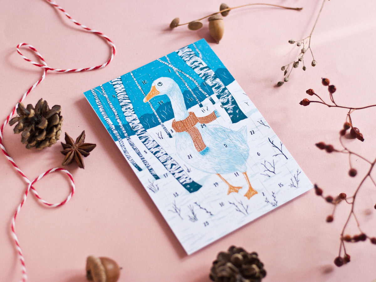 Adventskalender Postkarte Gans A6