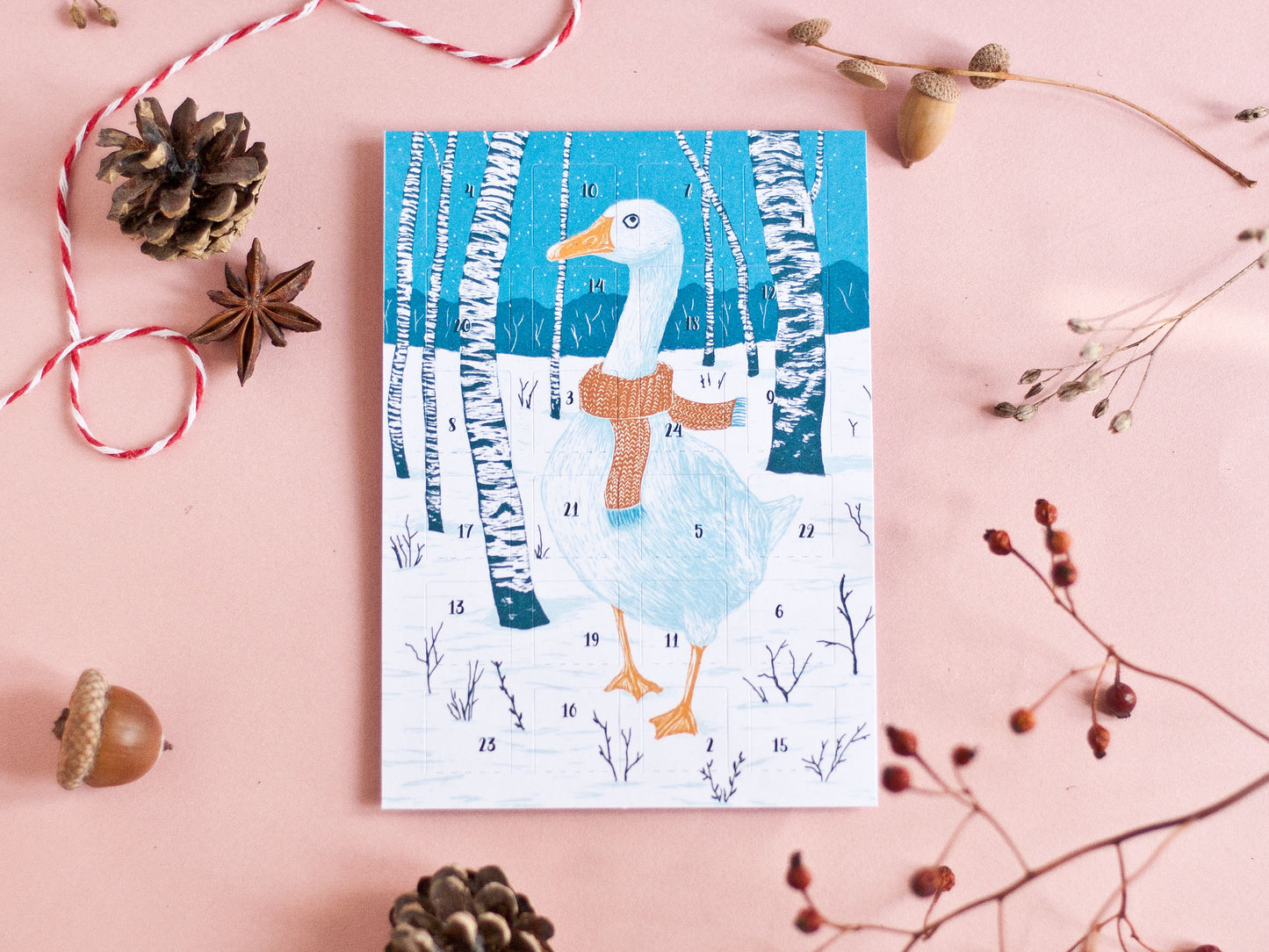 Adventskalender Postkarte Gans A6
