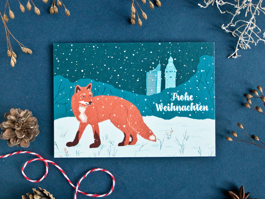 Weihnachtskarte Fuchs im Park, A6