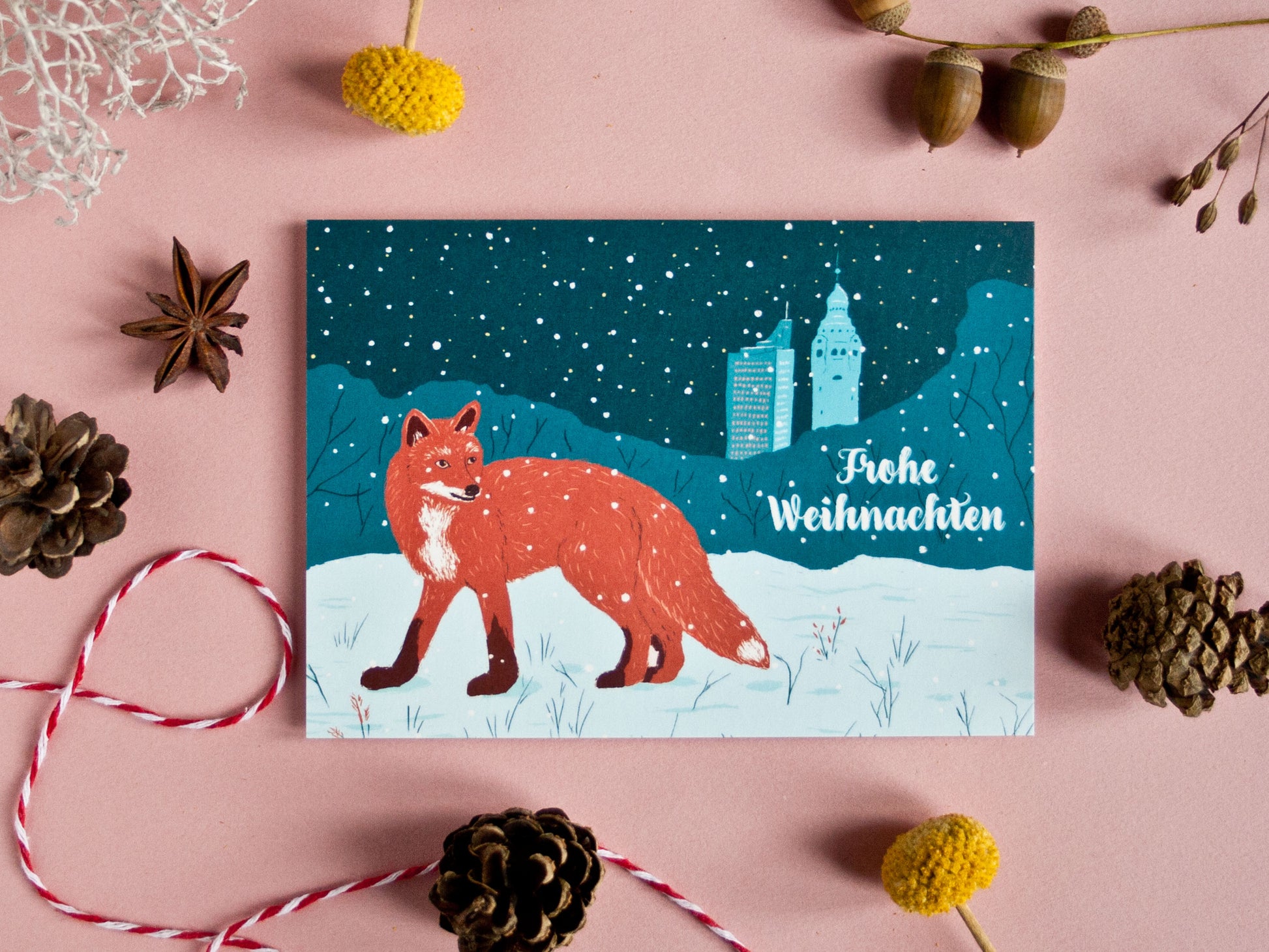 Weihnachtskarte Fuchs im Park, A6
