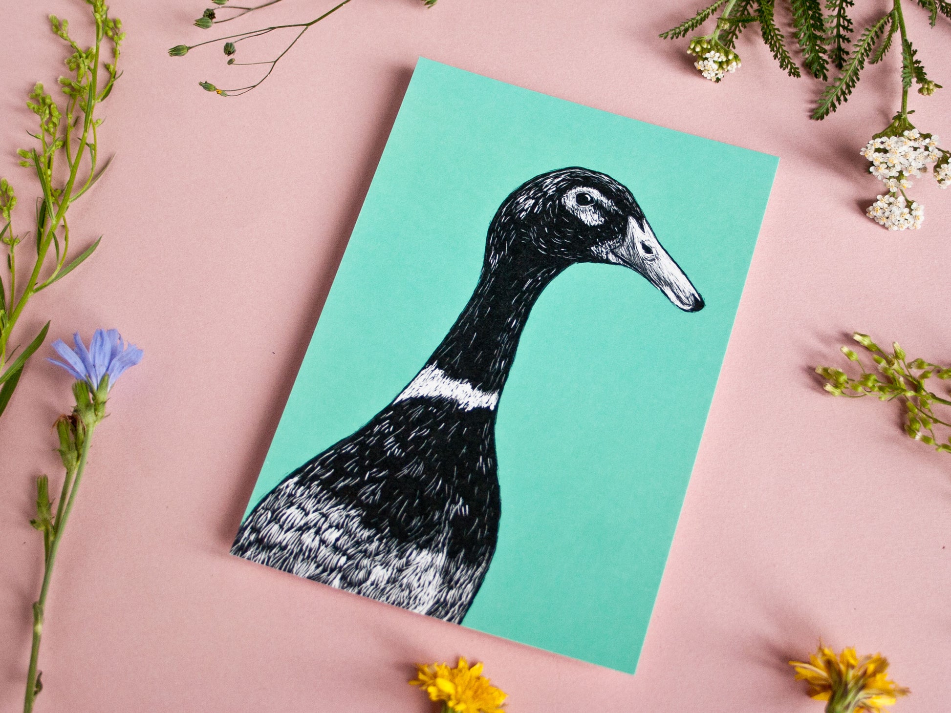 Postkarte Laufente im A6 Format