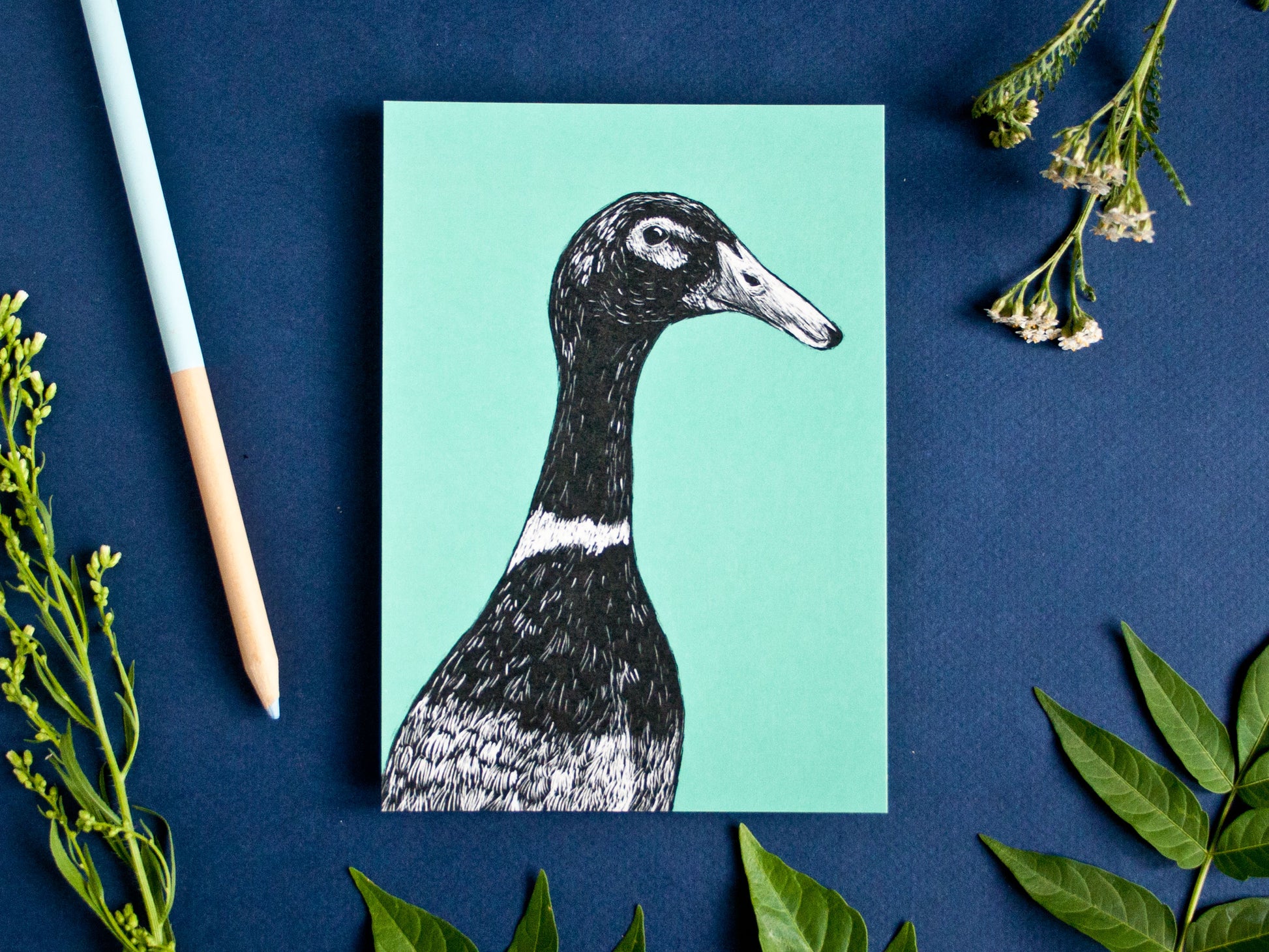 Postkarte Laufente im A6 Format