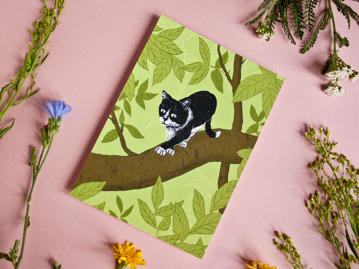 Postkarte Katze im Baum, A6
