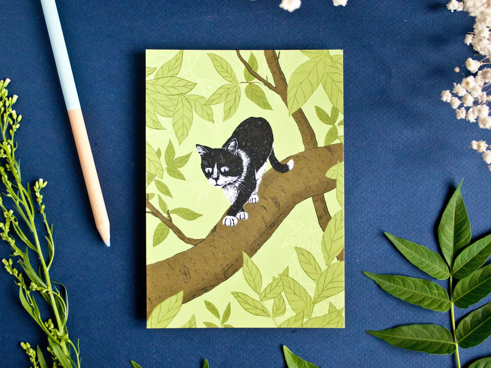 Postkarte Katze im Baum, A6
