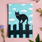 Postkarte Katze auf Zaun, A6