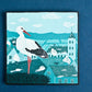 Quadratische Postkarte Storch 