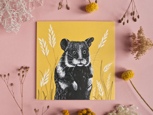 Quadratische Postkarte Hamster