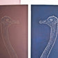 Vogel Strauß, original Linoldruck