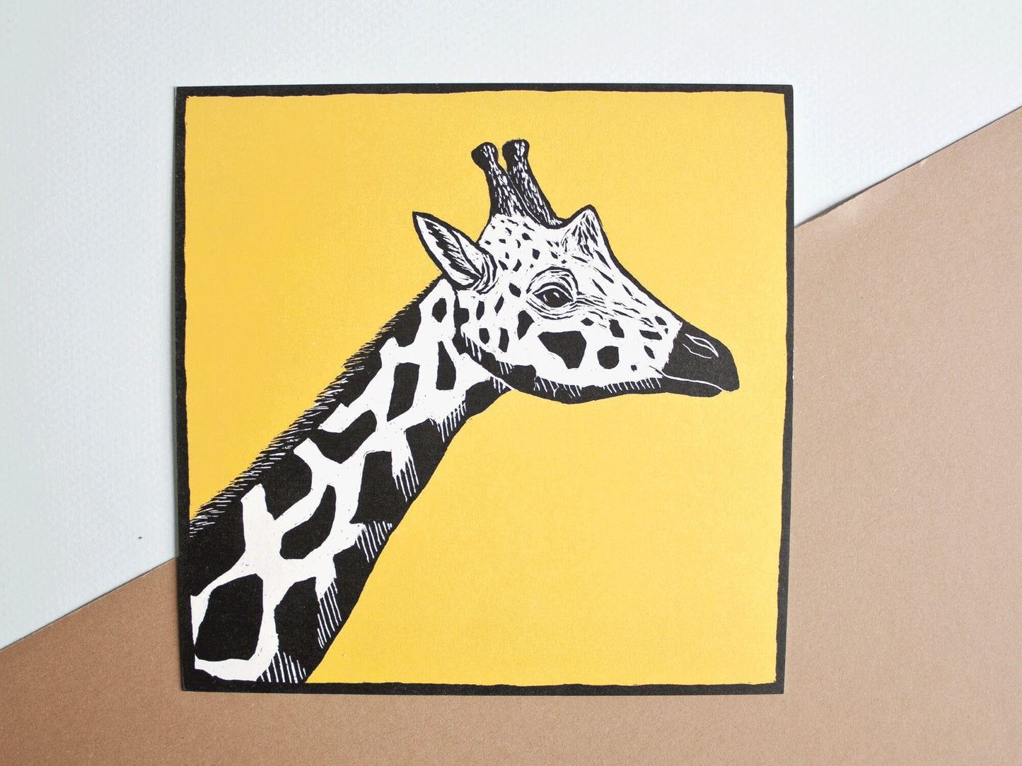 Quadratische Postkarte Giraffe