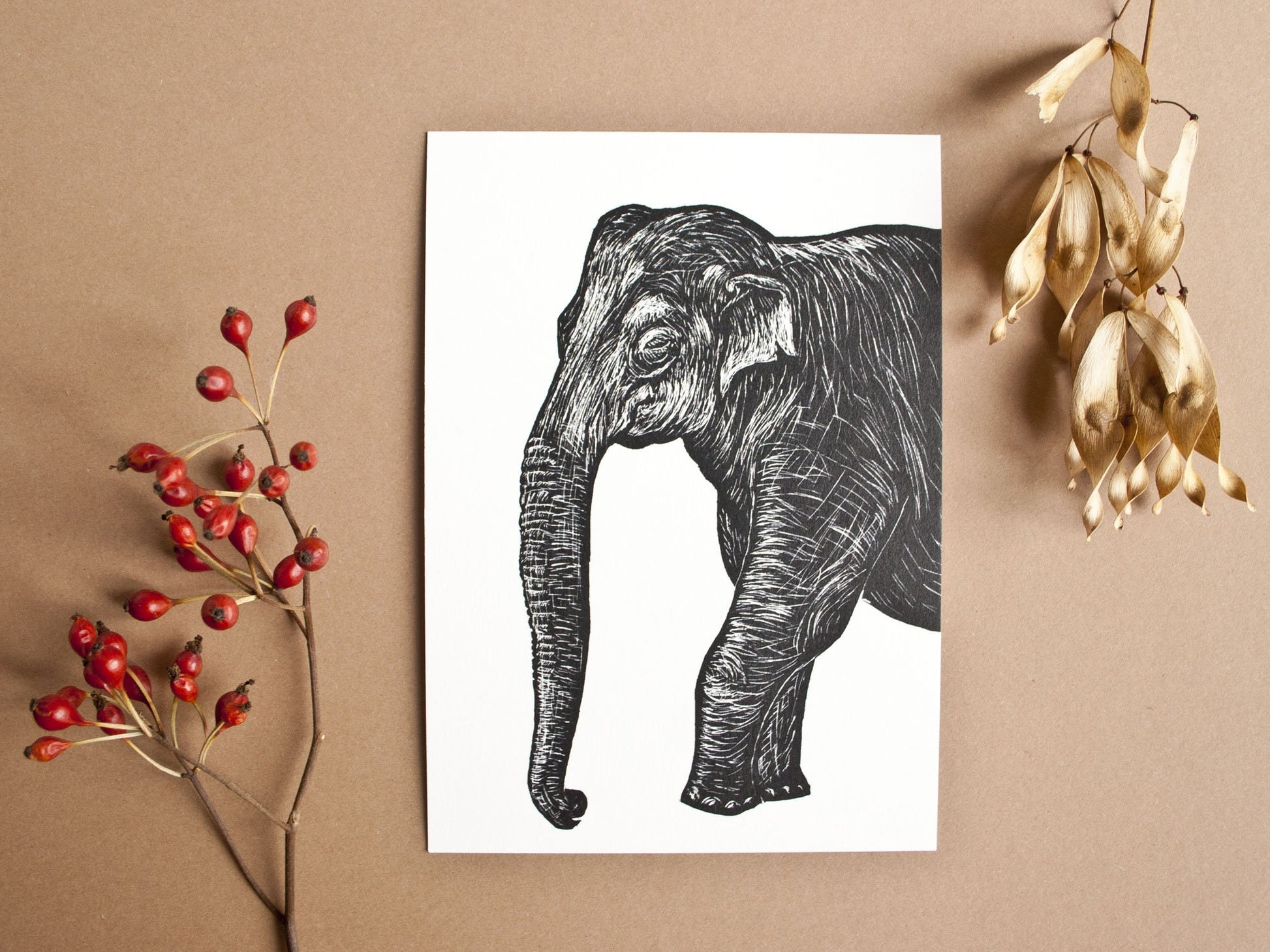 Postkarte A6 Elefant