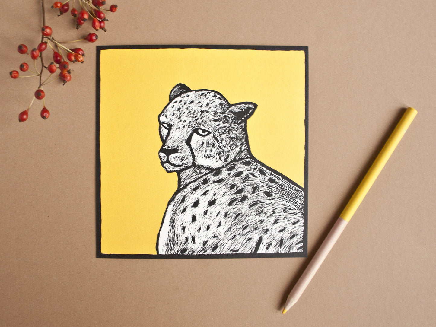 Quadratische Postkarte Gepard