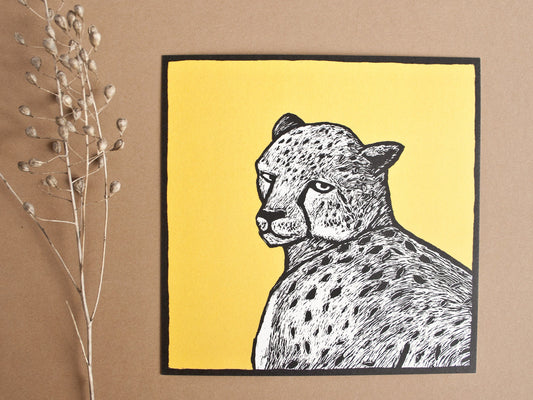 Quadratische Postkarte Gepard