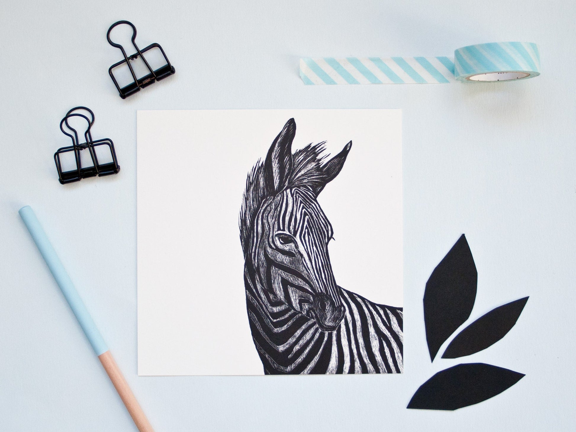 Quadratische Postkarte Zebra