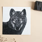 Quadratische Postkarte Wolf