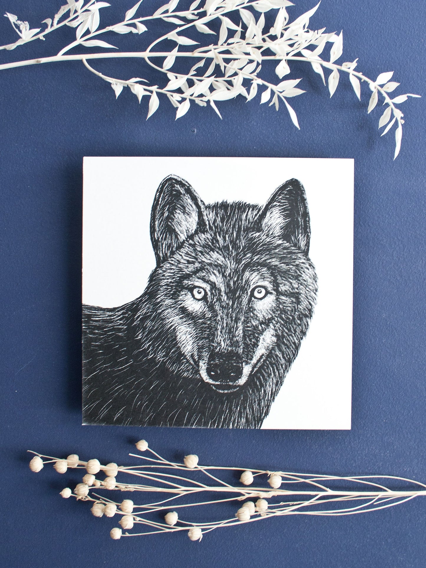 Quadratische Postkarte Wolf