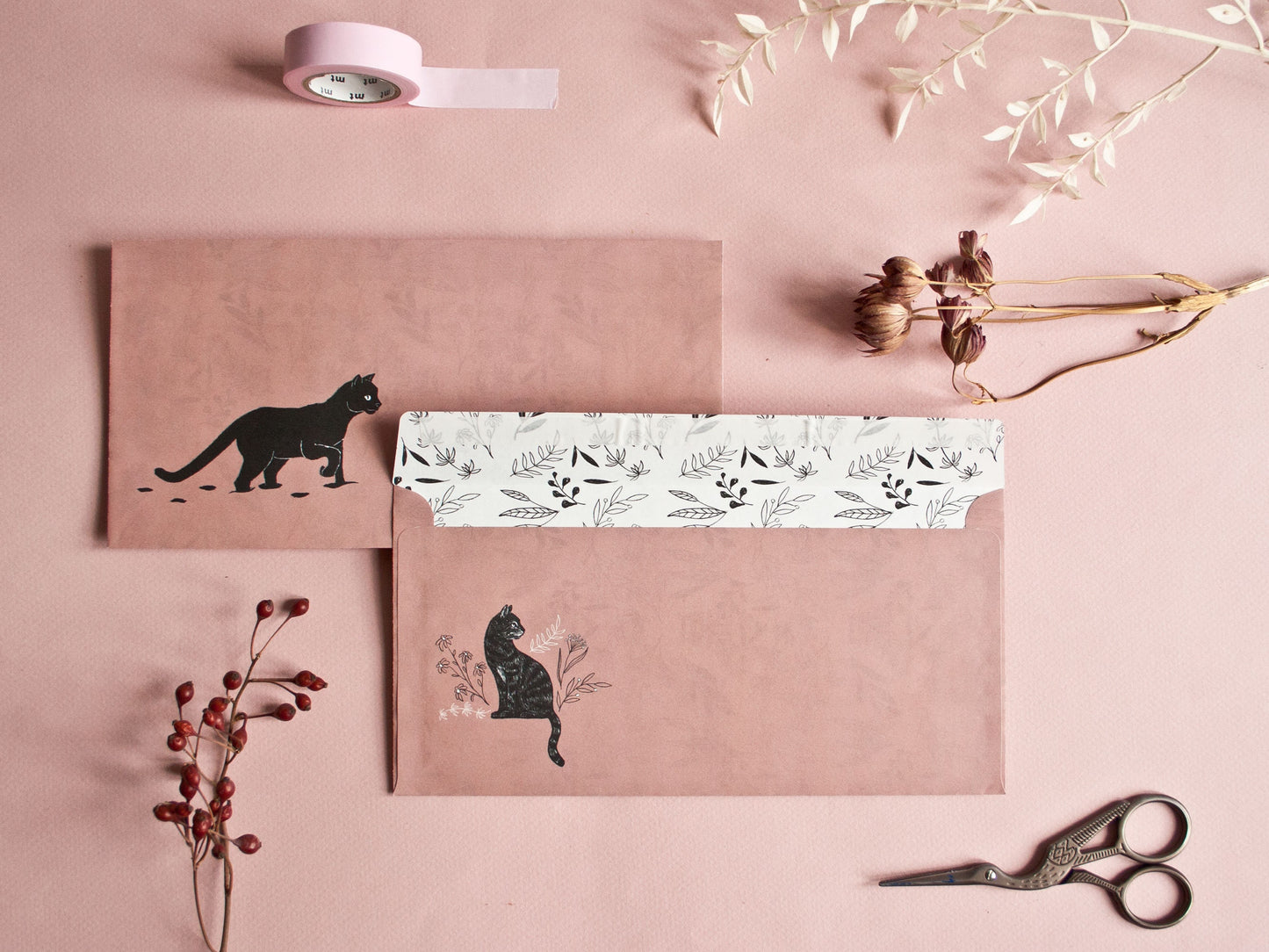 Briefumschläge aus dem Briefpapier Set Katzen
