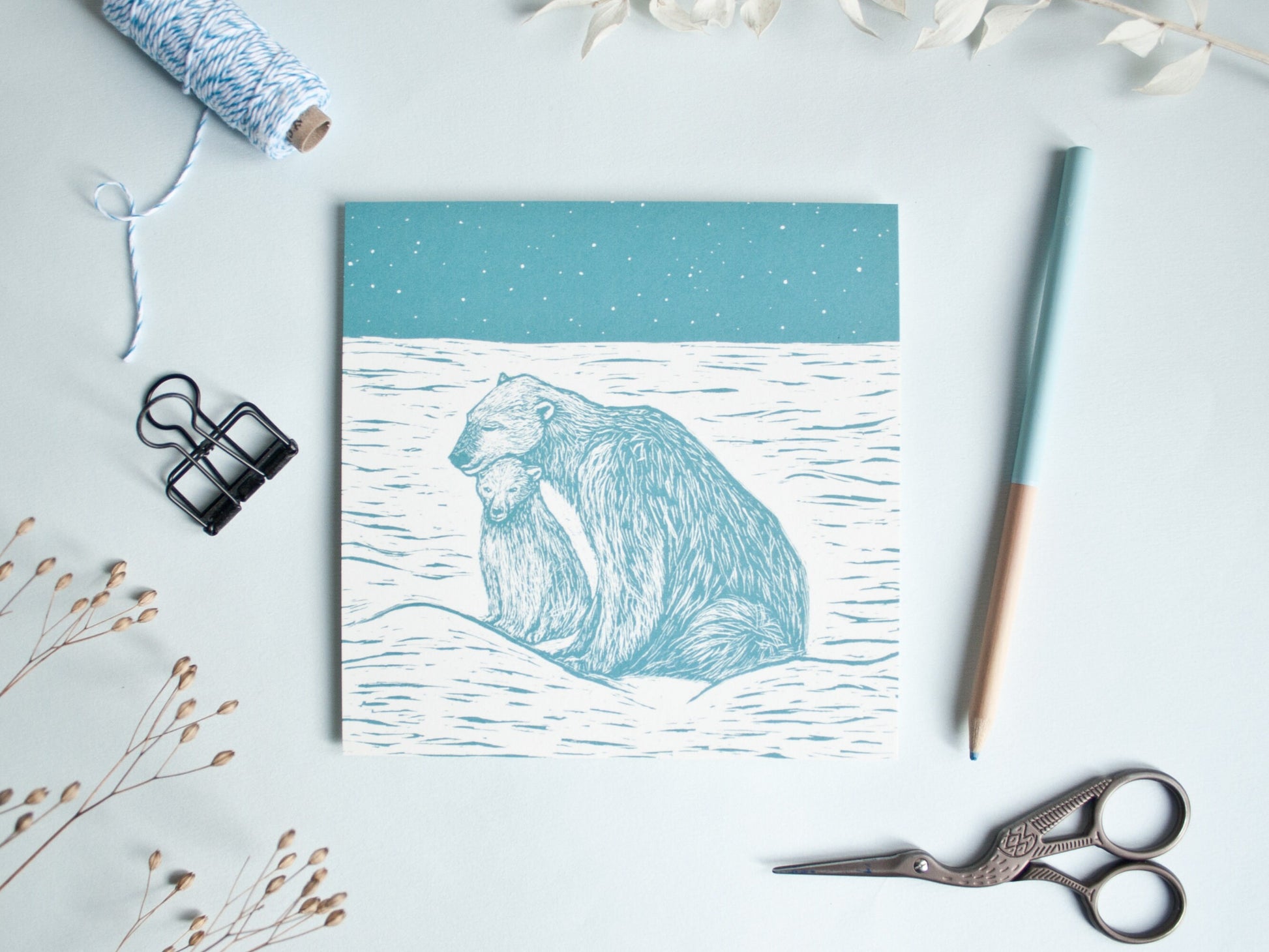 Quadratische Postkarte Eisbären