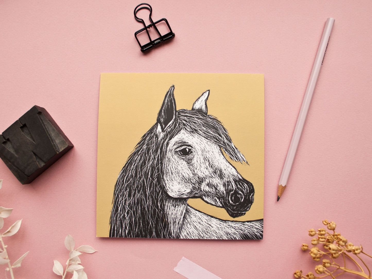 Quadratische Postkarte Pferd