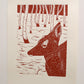 Linoldruck Reh, original Druckgrafik, Tier Illustration