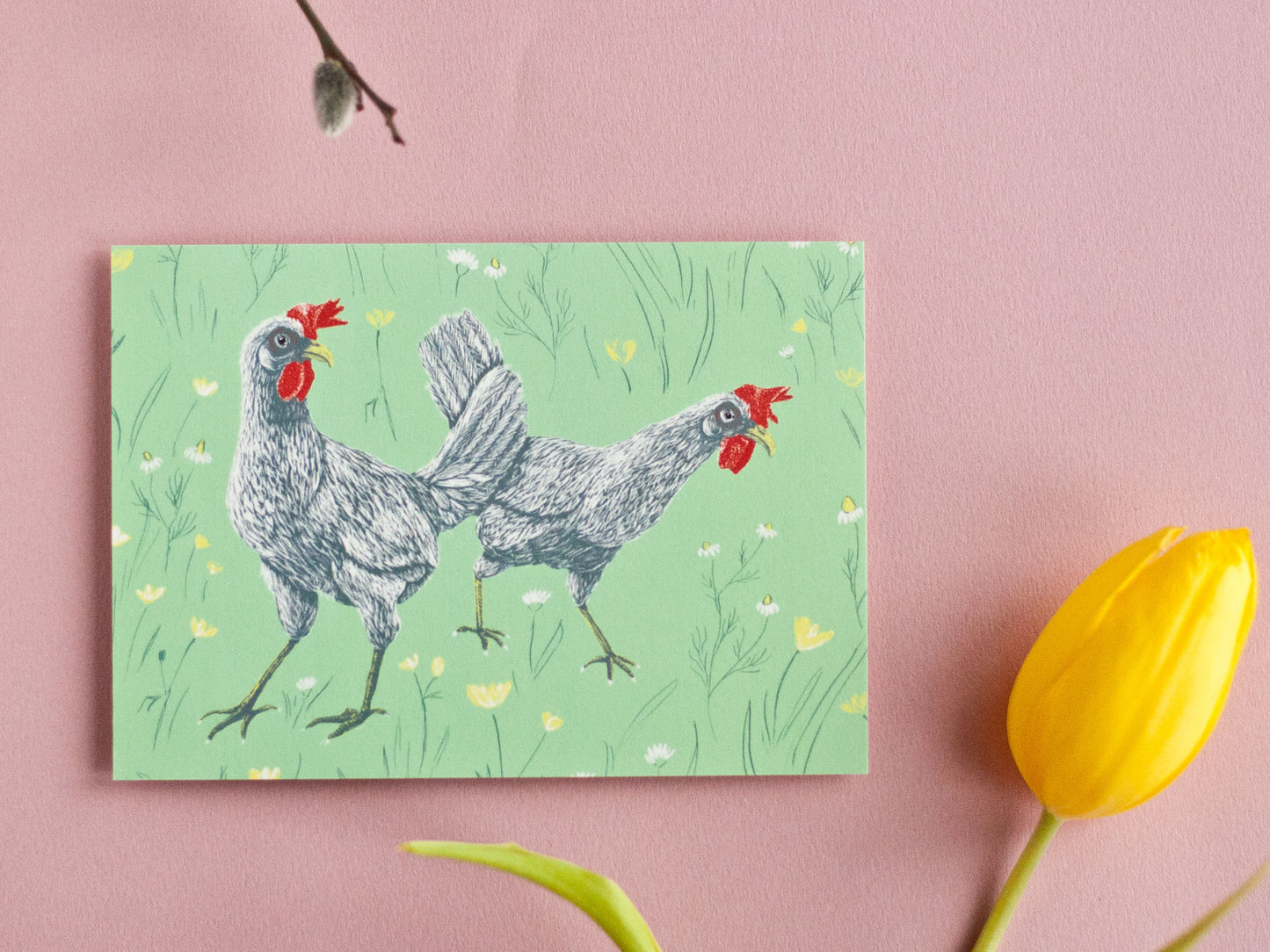 Postkarte A6 Hühner